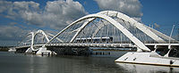 Brug naar IJburg, tussen IJburg en Zeeburgereiland.