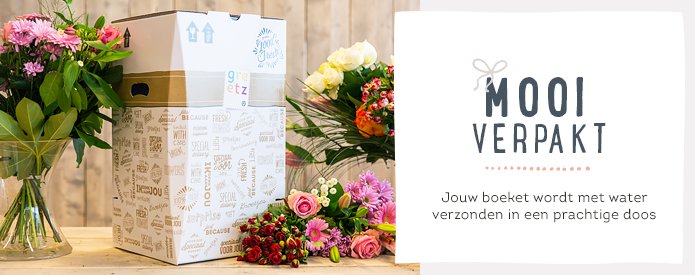 greetz, verpakkingsdoos, verse bloemen, groenjournalistiek