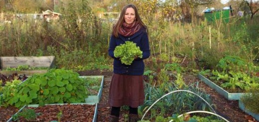 Vera Greutink in haar moestuin, tuinblog Groenjournalistiek
